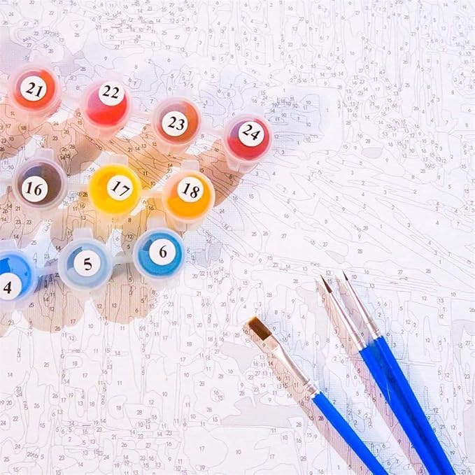 Tiger Paint by Numbers for Kids and Adults Framed Canvas, Paint by Number Canvas Number Painting by Numbers for Art Crafts for Adults, Colorful Tiger 12x16inch