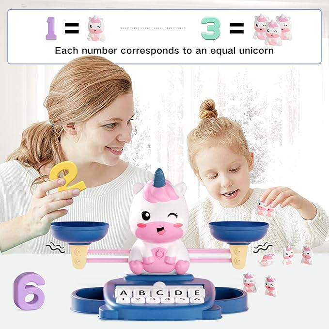 Unicorns Kindergarten Preschool Learning Activities Math Counting Matching Letter Toys - Toddler Educational Toys for 3 4 5 6 7 Year Olds Girls Birthday Gift Games for Kids Ages 5-7 3-5