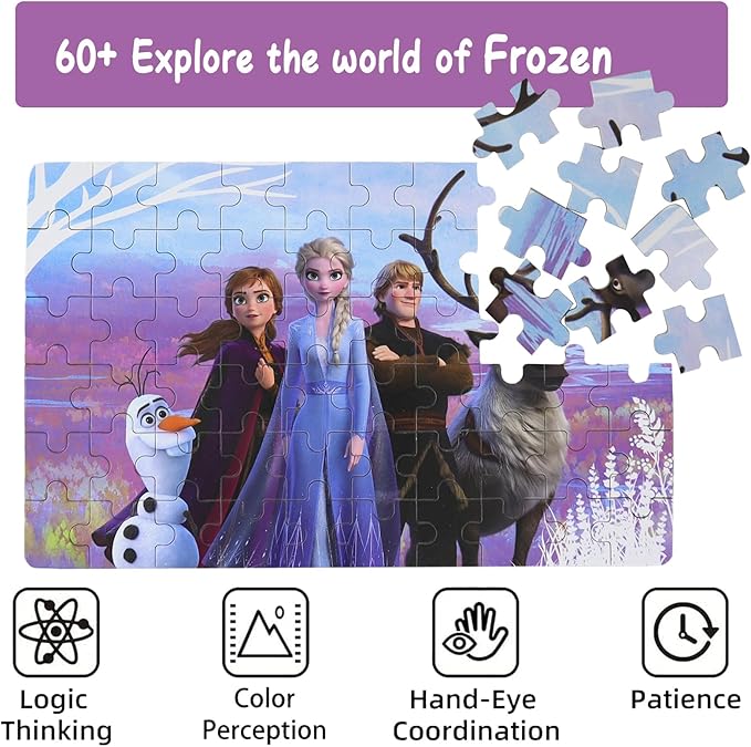 Princess Puzzles for Kids Ages 4-8 60 Pieces - Jigsaw Puzzle for Girls and Boys in Metal Box - Educational Toys for Ages 3-5 (Princess 0680)