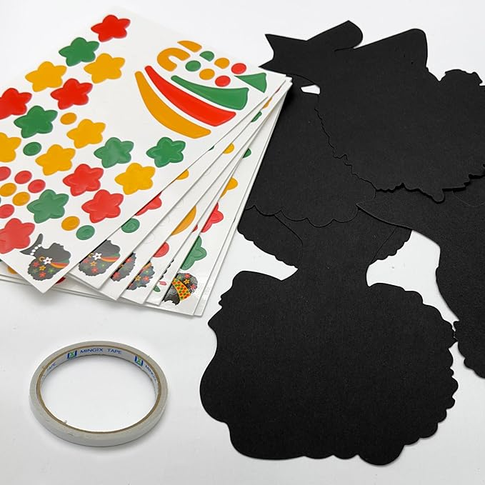 Cinrobiye 30 Sets Black History Month and Juneteenth Party Supplies Craft Kits, African American Ornaments Decorations DIY Sets BHM Festival Crafts Decor for Kente Party Classroom Activities