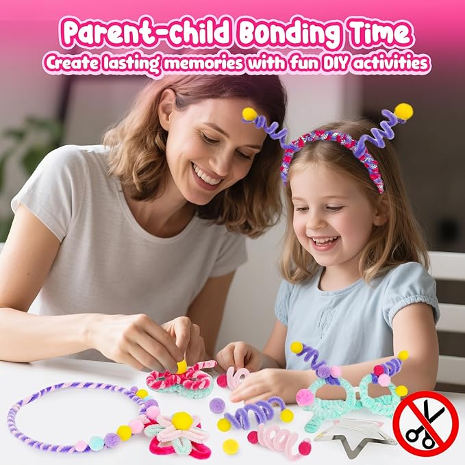 ROOCHKD Arts and Crafts Jewelry Making Kit, Multi-Colored Chenille Stems, Art Supplies DIY Pipe Cleaners Crafts Projects and Decorations Class Activity for Kids Birthday Exchange Gifts Party Favors