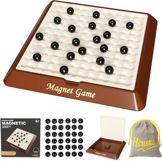 Magnet Game, Board Games for Adults and Kids with Storage Board, Magnetic Games with Stones, Magnetic Chess for Family Game Night, 2-4 Players