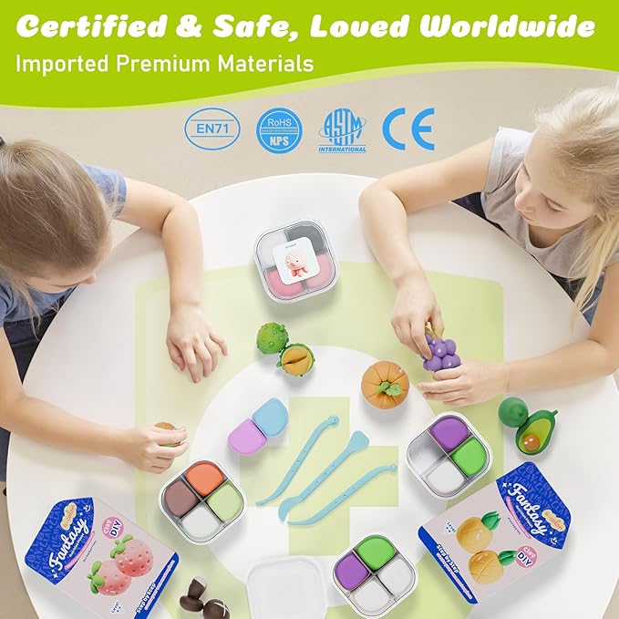 Air Dry Modeling Clay for Kids - Nutrition Planet, 12 Boxes Clay Kit with 4 Tools & Tutorials, Soft DIY Craft Kit for Art Projects, Creative Gift for Boys & Girls Ages 3+