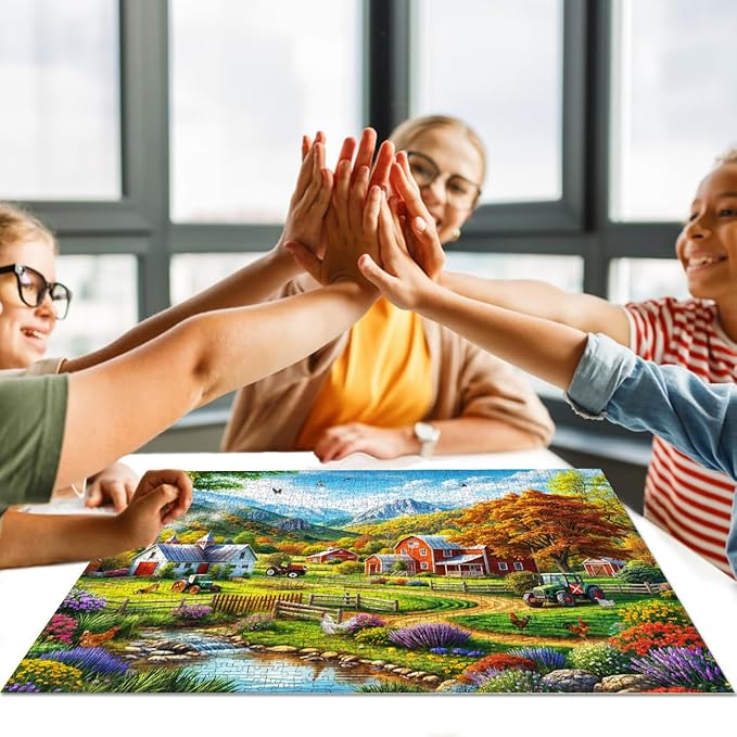 HUADADA 1000 Piece Puzzles for Adults - Country Life - Jigsaw Puzzles for Adults and Kids 1000 Piece Educational Games Colorful Puzzles for Home Decoration