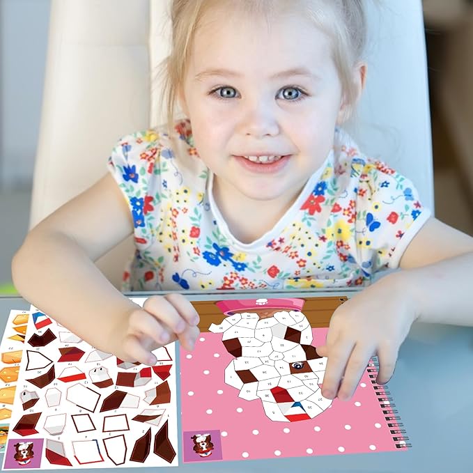 Omgouue 2PCS 4th of July Patriotic Crafts for Kids Ages 4-8 Sticker Paint Books Gift Party Create 20 Pictures（Sticker Sheets are Separate）