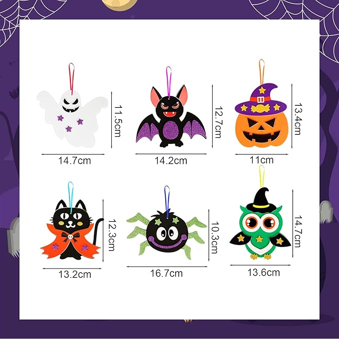 Fennoral 12 Pack Halloween Craft Kit for Kids Make You Own Halloween Foam Stickers Arts and Crafts DIY for Kids Boys Girls Party Supplies Halloween Decoration