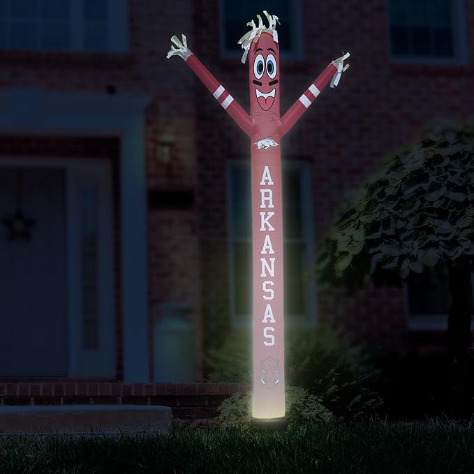 NCAA Arkansas Razorbacks Football Wacky Waving Inflatable Tube Guy with LED Lights & Built-in Blower - 6" x 36" x 96" Inflatable Tube Man Crazy Sports Fan Outdoor Party Decoration