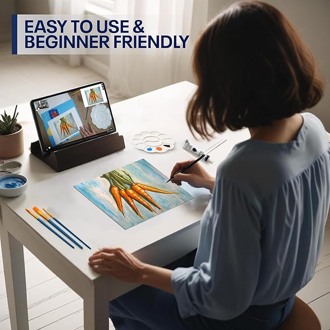 Painting4Real DIY Painting Class Kit for Adults with Video Tutorials: Learn to Paint Carrots – How to Paint with Acrylics – Painting & Art Supplies – 9 Piece Acrylic Paint Set