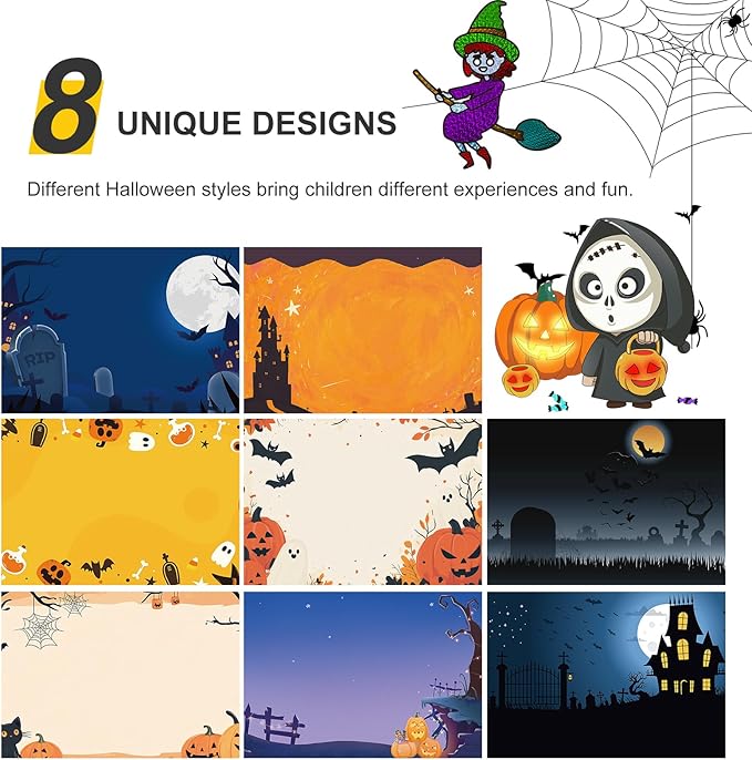 Halloween Foil Fun Crafts Kit for Kids - DIY Gifts Foil Art Mess Free Activity for Travel & Friends Party & Family Gatherings, Halloween Toys Gifts for Girls Boys Ages 4-13 (Witches Pumpkins)