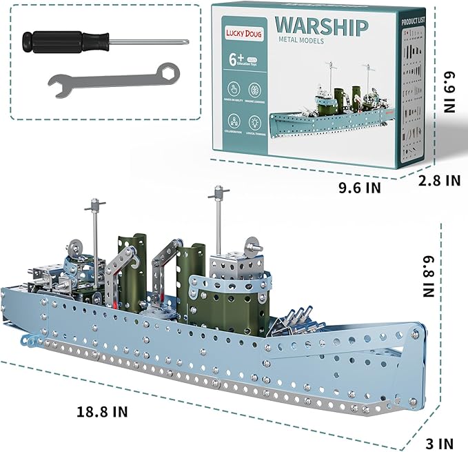 Lucky Doug Stem Building Projects Model Cruiser Ocean Ship Set, 504 Pieces Stem Project Building Toys for Kids Ages 8-12, Assembly Science Kit Toys Gifts for Boys Kids Girls 8 9 10 11 12-16 Years Old