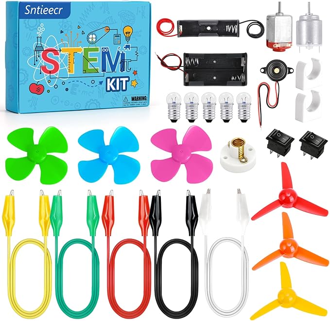 Sntieecr Electric Circuit Motor Kit for Kids 8-12, Electric Motor Kit with Box for DIY STEM Science Project, Educational Montessori Learning Kits Sets Science Kits Present for Children
