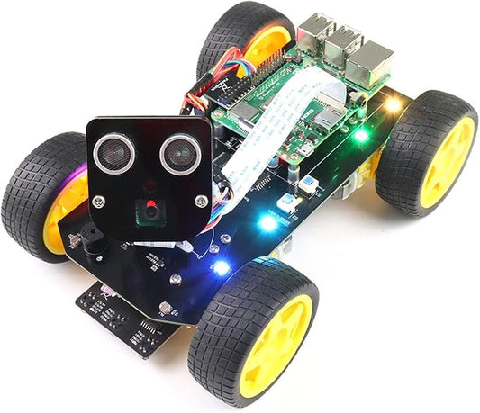 Freenove 4WD Smart Car Kit for Raspberry Pi 5 4 B 3 B+ Zero 2 W, Face Tracking, Line Tracking, Light Tracing, Obstacle Avoidance, App Control, Camera, Servo (Raspberry Pi NOT Included)