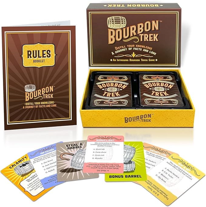Bourbon Gifts for Men Unique Trivia Game Bourbon Trek for Whiskey Lovers | Whiskey Gifts for Men | Pop Culture, Science & History Trivia | Embark on a Journey of Old Fashioned Facts & Fun