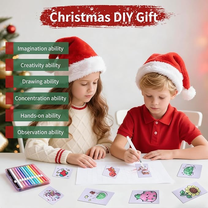 Liktoy 44Pcs Magic Foam Texture Painting Kit, 28Pcs Foam Texture Paper, 12 Colorful Brush, 2 Water Brushes, 3D Effect Texture Painting Set, Ideal for Halloween, Christmas, Birthday Gifts