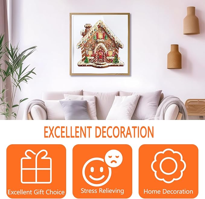 Wooden Puzzles for Adults, Christmas Gingerbread House Wooden Jigsaw Puzzle, Unique Shape Wood Puzzles Adult, Presents for Family, Wall Art Home Decor (S-8.4 * 8.3in- 100 Pieces)