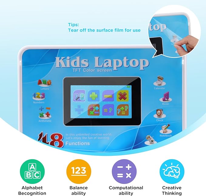 Kids Laptop, Color Screen Educational Laptop with 48 Learning Modes, Laptop for Kids Ages 5+