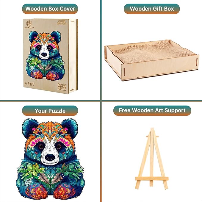 Jigfoxy Wooden Puzzles for Adults, Panda Wood Puzzles Adult, Unique Animal Shape Wooden Jigsaw Puzzles for Adults, Birthday Gifts for Puzzle Lovers, Family, Friend (L-11.3 * 13.3in-230pcs)