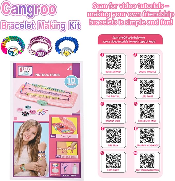Friendship Bracelet Making Kit for Girls Ages 6-12｜DIY Arts & Craft Kits with 200 Alphabet Beads｜Bracelet String Maker Kids Jewelry Making Best Christmas Birthday Gift for 6-8,8-10,10-12 Year Olds