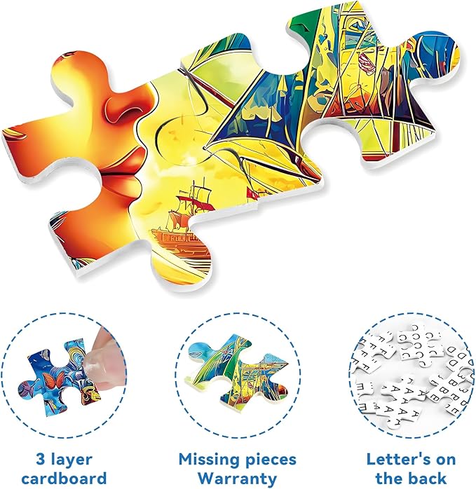 300 Piece Puzzles for Adults Kids, 300 Piece Puzzles for Adults Large Piece, Fantasy Moon Flowers Sailing Ship Jigsaw Puzzle, Challenging Puzzle Perfect for Game Nights, 20.5 X 15 in