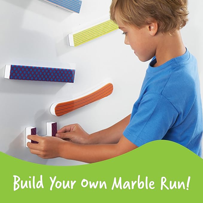 Learning Resources Tumble Trax Magnetic Marble Run - Montessori , Classroom Must Haves, Small Magnets Balls, STEM Toys for Kids, Fine Motor Skills, Gifts for Boys and Girls, Wall Activity