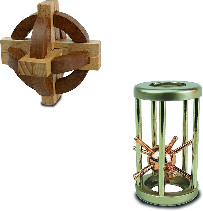 Project Genius Compass and Star Combo, True Genius - Disentanglement Puzzles, Brain teasers, Adult Puzzle, Wooden (TG018)