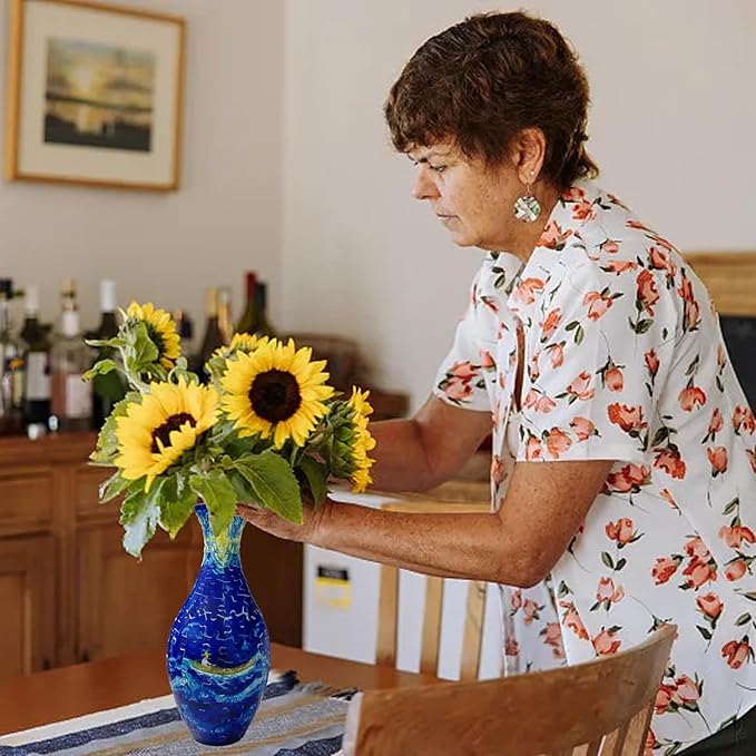 3D Puzzle Vase Unique Flower Vase for Adults Made by 160 Curved Plastic Puzzle, Relax Puzzles for Adults, DIY Jigsaw Creative Gift for Parents & Housewarming