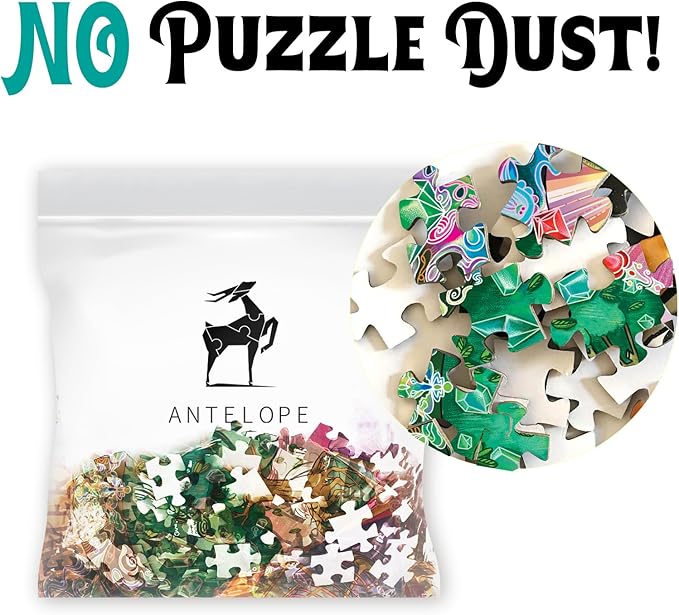 Antelope 2 in 1 1000 Piece Puzzle Bundle - Hue Wormhole - 1000 Piece Jigsaw Puzzle with Gem Mandala