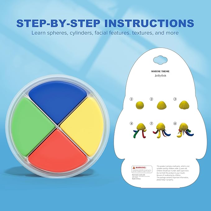 Air Dry Clay Kit - Ocean Theme, Modeling Clay for Kids, DIY Model Magic Clay with Sculpting Tools and Tutorials, 12 Boxes Molding Clay, Ultra Light, Soft & Non-Sticky, Arts and Crafts Gift for Kids