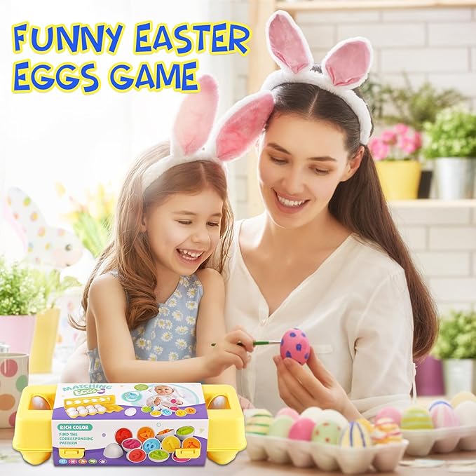 LOOIKOOS Matching Eggs for Toddlers-12PCS Preschool Educational Learning Color & Number Recognition Sorting Skills,Easter Gifts Basket Stuffers