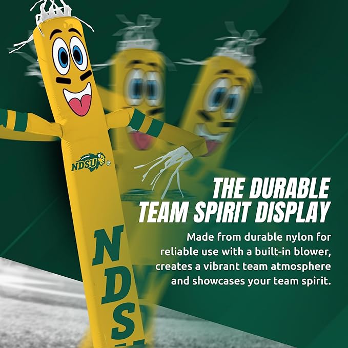 NCAA North Dakota State Bison Football Wacky Waving Inflatable Tube Guy with LED Lights & Built-in Blower - 6" x 36" x 96" Inflatable Tube Man Crazy Sports Fan Outdoor Party Decoration