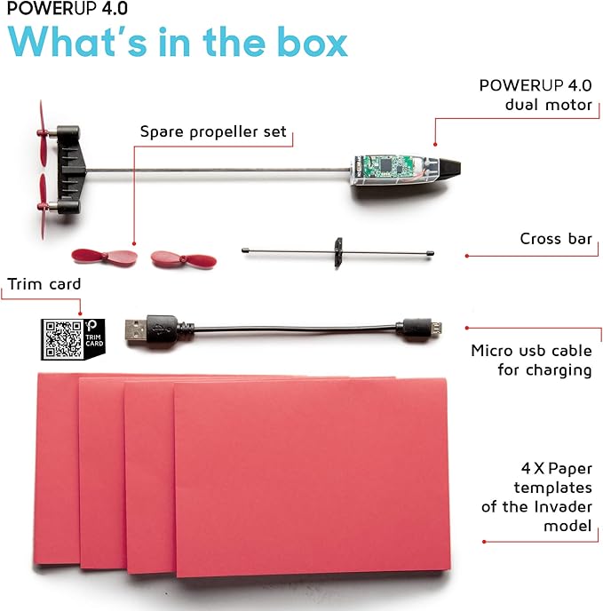 POWERUP 4.0 The Next-Generation Smartphone Controlled Paper Airplane Kit, RC Controlled. Easy to Fly with Autopilot & Gyro Stabilizer. for Hobbyists, Pilots, Tinkerers.