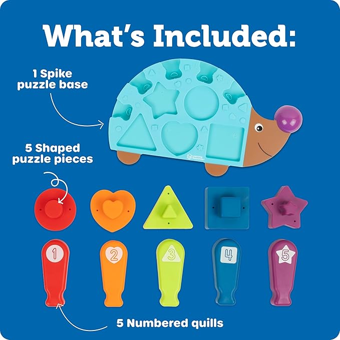 Learning Resources Spike the Fine Motor Hedgehog Puzzle Playmate - 11 Pieces,Ages 18+ months Fine Motor Game, Color and Shape Recognition Toddler Montessori Toys