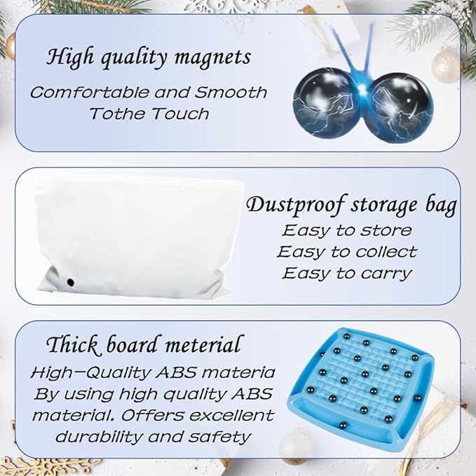 Magnetic Chess Game, Portable Magnetic Chess Game with Stones - 30 Stones, Fun Table Top Multiplayer Strategy Game. (30 Round Magnets)