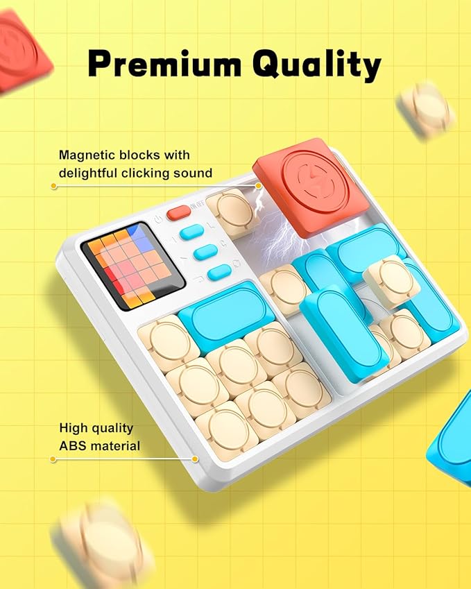 Super Slide Puzzle Games, Handheld Electronic Brain Teaser with 500+ Challenges 7 Levels for Boys, Girls, Adults - Portable Learning Toys Birthday Gifts for Travel, Road Trip, Easter Basket