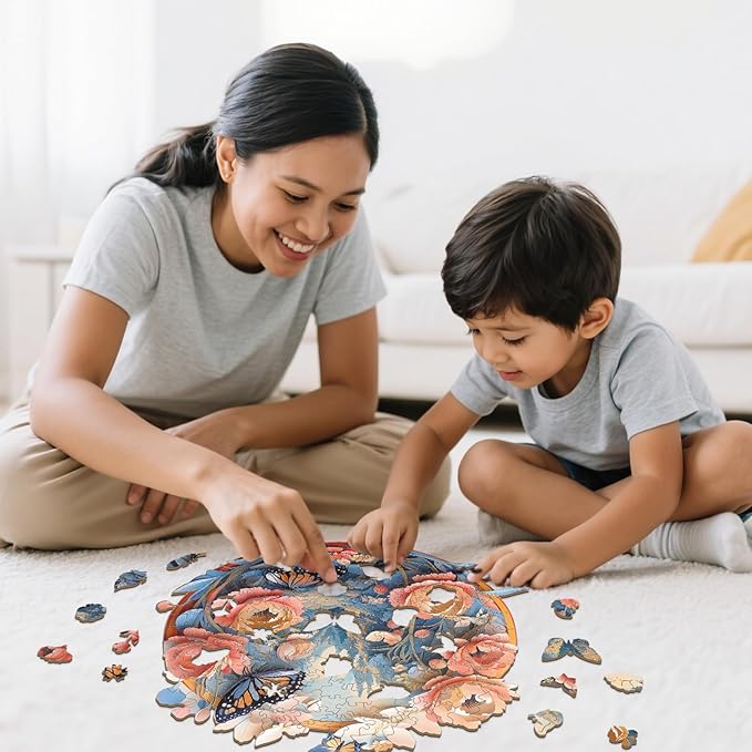 Wooden Puzzles for Adults - Jungle Butterfly Wood Puzzles Adult - Unique Animal Shape Wooden Jigsaw Puzzles for Adults - Birthday Gifts for Puzzle Lovers, Family (11.4 * 11.3in)