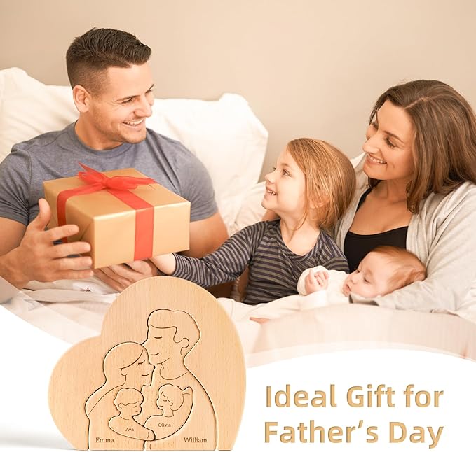 Family Puzzle, Personalized Wooden Puzzles with 2–5 Names, Fathers Day Birthday Anniversary Wedding Gifts for Women Men, Customized Home Decor Housewarming Gifts for Parents Couple