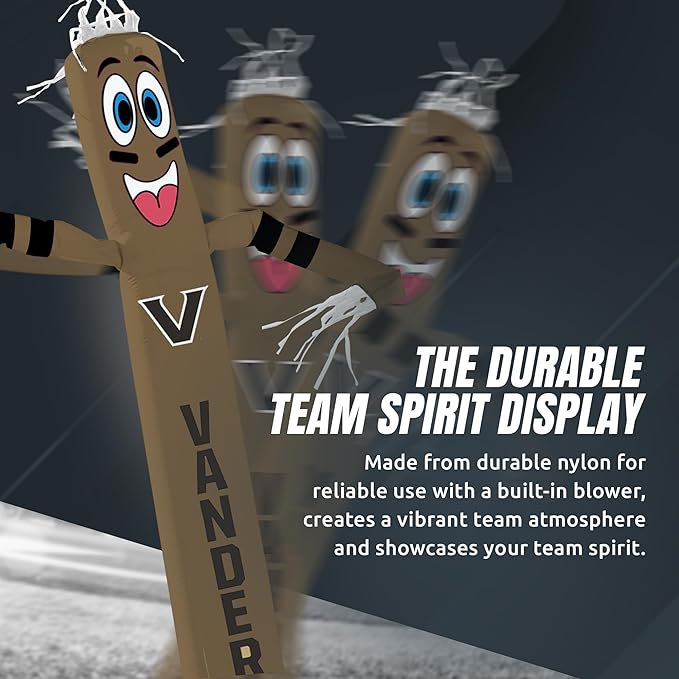 NCAA Vanderbilt Commodores Football Wacky Waving Inflatable Tube Guy with LED Lights & Built-in Blower - 6" x 36" x 96" Inflatable Tube Man Crazy Sports Fan Outdoor Party Decoration