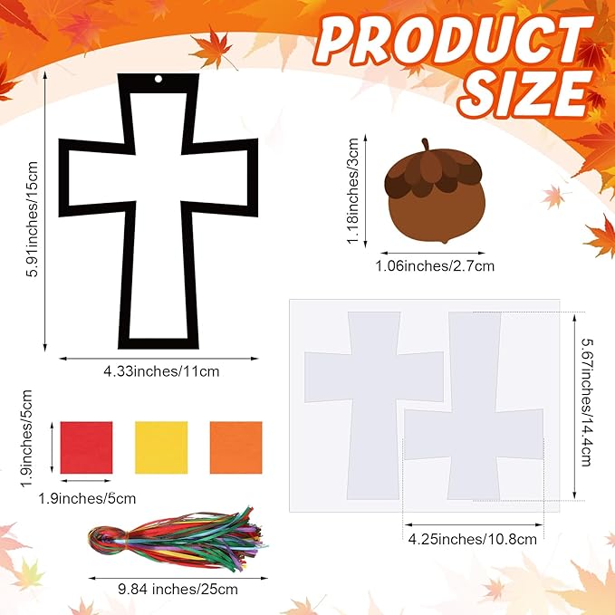Chiisong 24 Sets Fall Blessings Crafts Kit DIY Tissue Paper Sign Crafts for Back to School Fall Harvest Thanksgiving Religious Christian Party Fun Home Actives