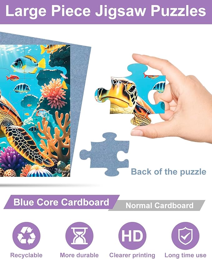 6 Pack 16 Large Piece Jigsaw Puzzles for Seniors Alzheimer Product for Elderly Dementia Activities Memory Game for Patients in Nursing Home with Storage Box