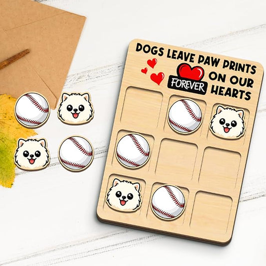 Personalized Dog XO Board Game, Personalized Cute Dog Wooden Noughts and Crosses Game, Pet Table Decor Road Trip Travel Game for Family (Dog 3)