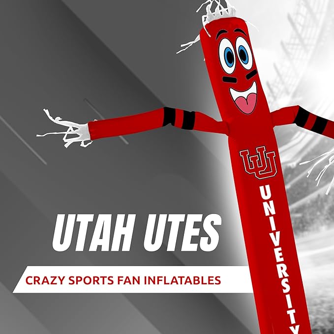NCAA Utah Utes Football Wacky Waving Inflatable Tube Guy with LED Lights & Built-in Blower - 6" x 36" x 96" Inflatable Tube Man Crazy Sports Fan Outdoor Party Decoration