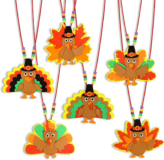 Fall Thanksgiving Crafts for Kids Adults, Make A Turkey Necklace Thanksgiving Activities Fall Party Favors Gifts Crafts Supplies Classroom Prizes DIY Thanksgiving Crafts for Toddlers Kids Age 4-8 8-12