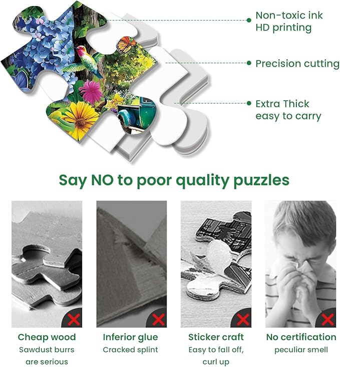 300 Piece Puzzles for Adults,Lake House Jigsaw Puzzle for Adults Kids Elderly,Large Piece Landscape Puzzle for Kids Age 8-10 10-12,Challenging Truck Bird Flower Puzzle,Family Game Great Gift 20.5x15in