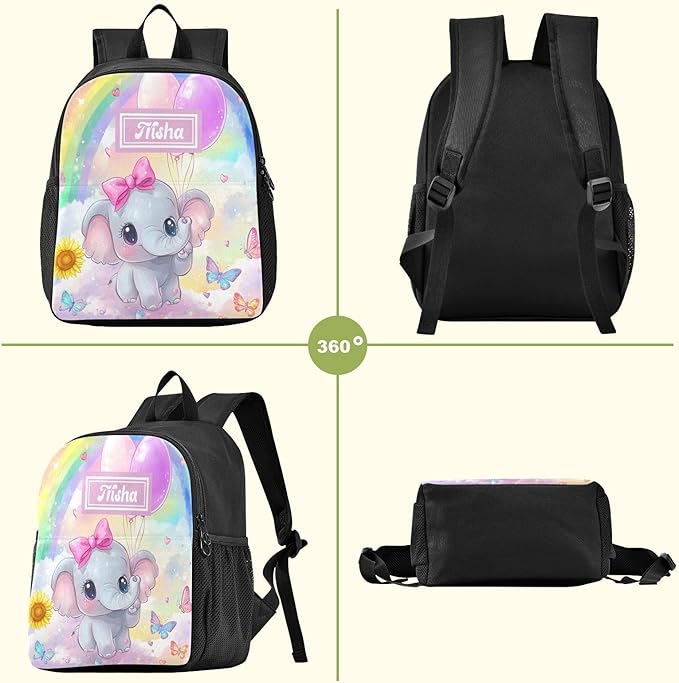 Elephant Cute Rainbow Toddler Backpack for Boys Girls 3-6 Small Travel Backpacks for Kids Preschool Bookbag for Elementary Kindergarten for Travel School