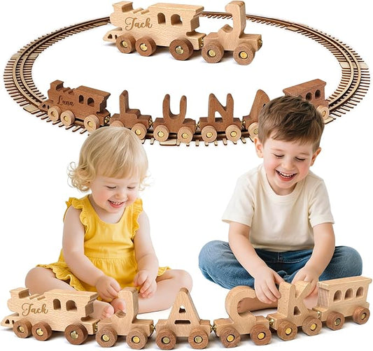 Personalized Wooden Alphabet Train, Custom Magnetic Name Puzzle Educational Toy for Toddlers Ages 2-5, Birthday Christ mas Gifts