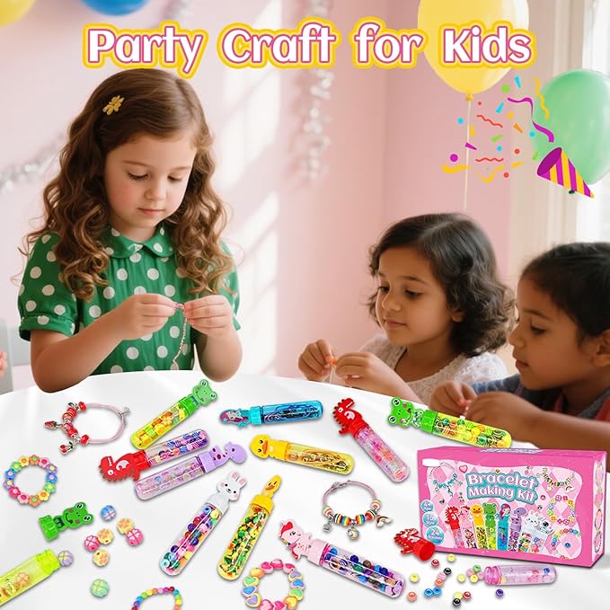 klmars Bracelet Making Party Favors for Kids,24 Bracelet Wands Crafts for Girls Ages 4-8 Years Old,Birthday Goodie Bags Christmas Gifts Classroom Prizes for Kids