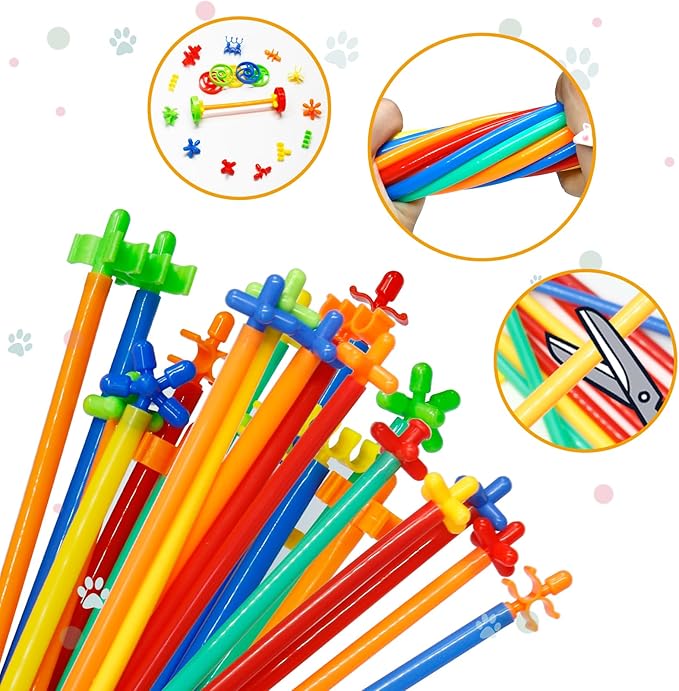 Ggiibro Straw Constructor Toys STEM Building Toys 1200Pcs Toys Aged for 3 4 5 6 7 8+ Interlocking Plastic Toys Engineering Toys Thin Tube Blocks Toy Educational Toy Kit for Classroom Kids Toys Set
