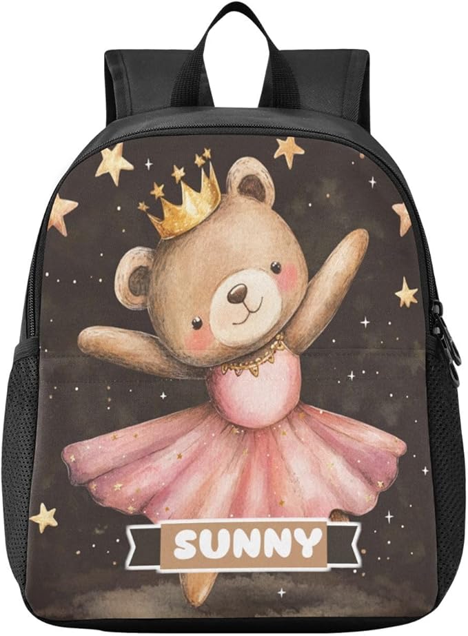 Dancing Bear Dark Toddler Backpack for Boys Girls 3-6 Preschool Small Backpacks Kids Mini Kindergarten Bookbag for Elementary for School