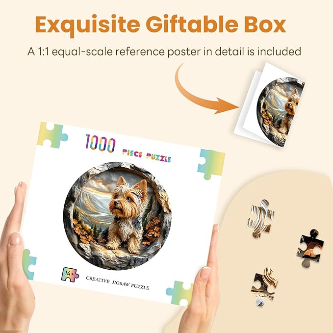 Masseruon 1000 Piece Puzzle for Adults, 26.6 * 26.6in Yorkshire Puzzle for Adults, 1000 Pieces Flat Puzzles with 3D Visual Effect When Completed, Adult Puzzles Games