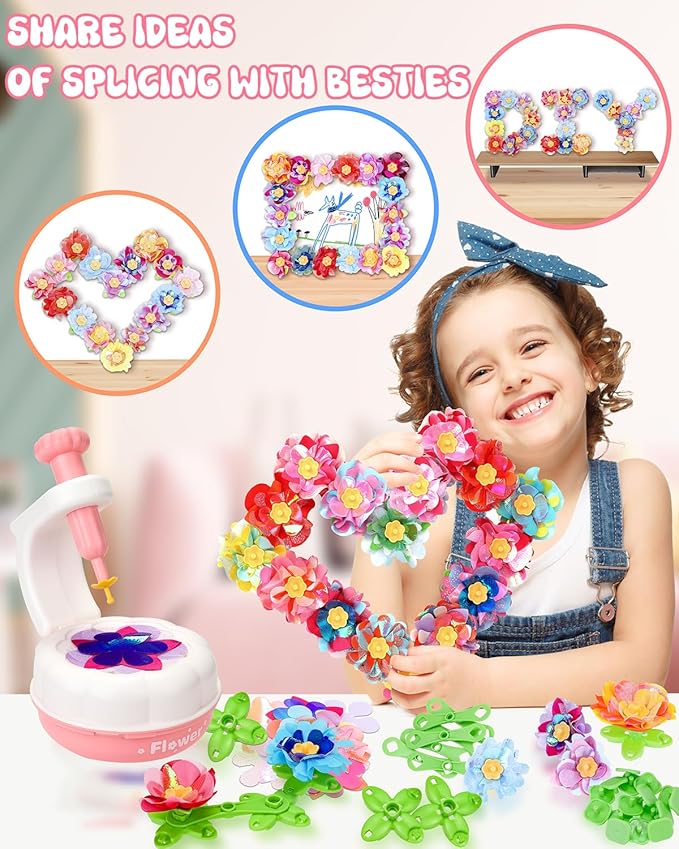 PERRYHOME Fabric Flower Bouquets Toys, 300+ Pcs DIY Flower Crafts for Kids, 2 Gameplays Educational Arts & Crafts Toy, Thanksgiving Birthday and Christmas Gift for 3 4 5 6 7 8 Years Toddler Girl